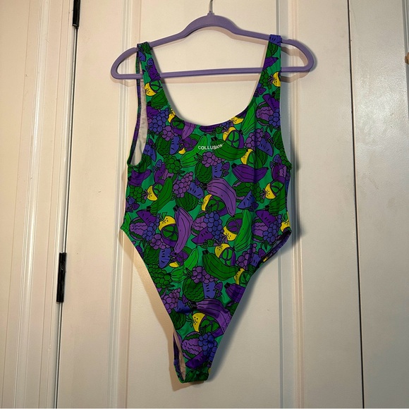 Collusion High Thigh Swimsuit in Tropical Fruit Print | ASOS - Picture 2 of 6